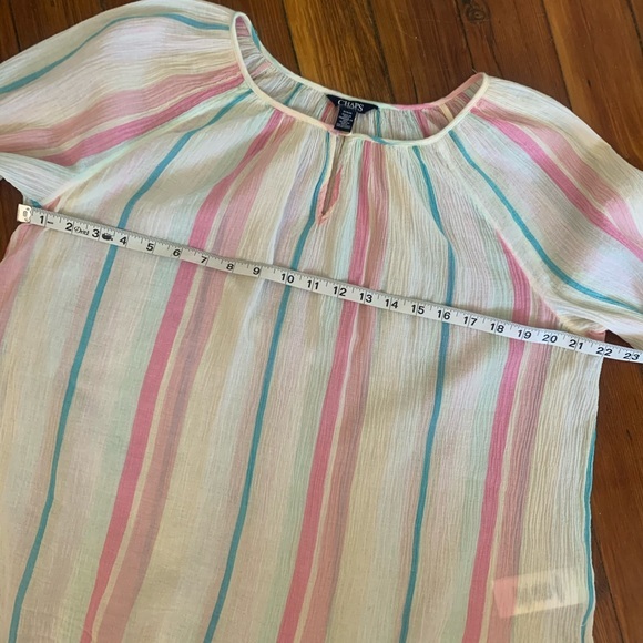 Chaps | Sheer Striped Blouse | M - Picture 9 of 10
